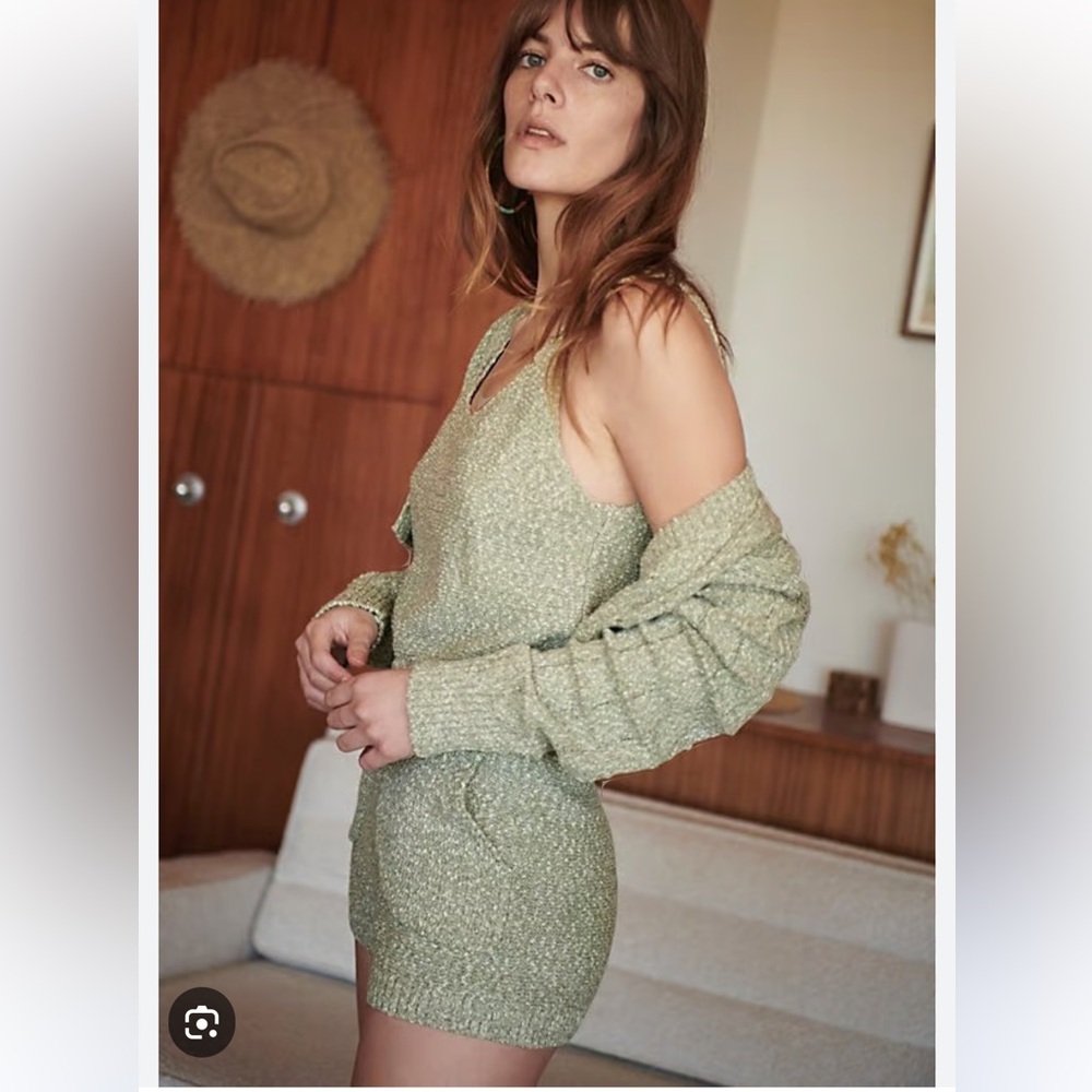 Free People Declan Sweater Set Green Knit Two-Piece Set